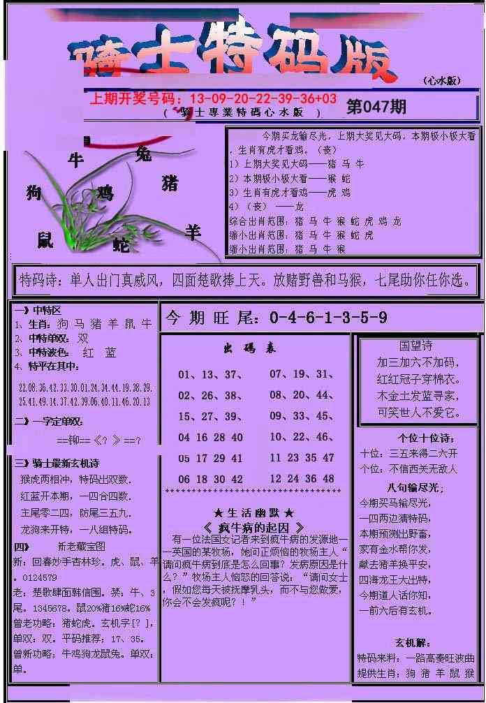 047期骑士特码版[图]