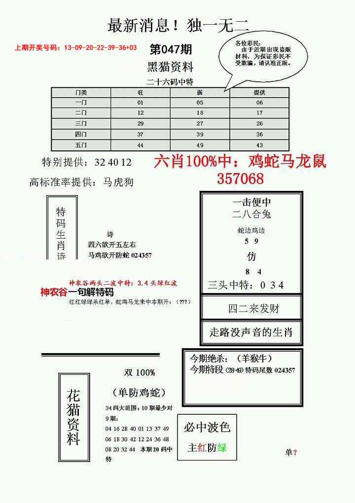 047期独一无二(正)[图]