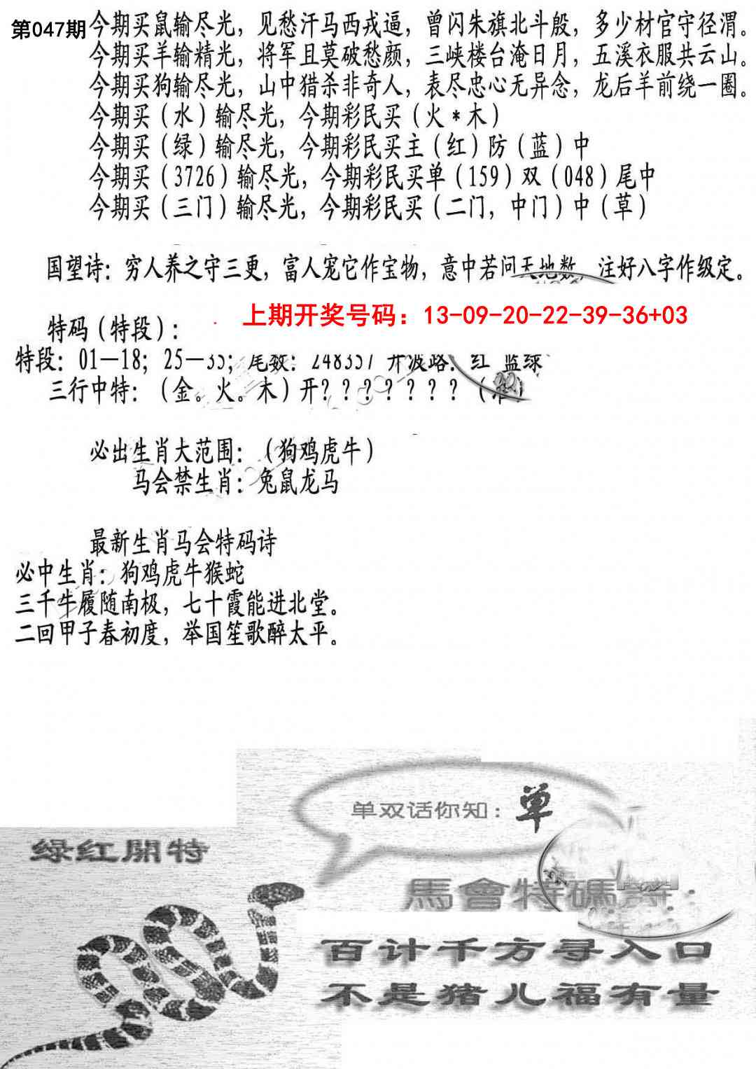 047期蛇报B[图]