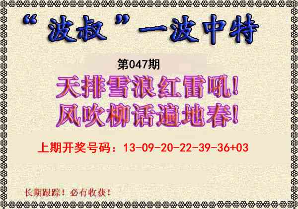 047期波叔一波中特[图]
