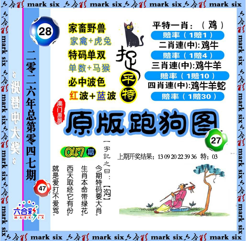 047期原版跑狗图[图]