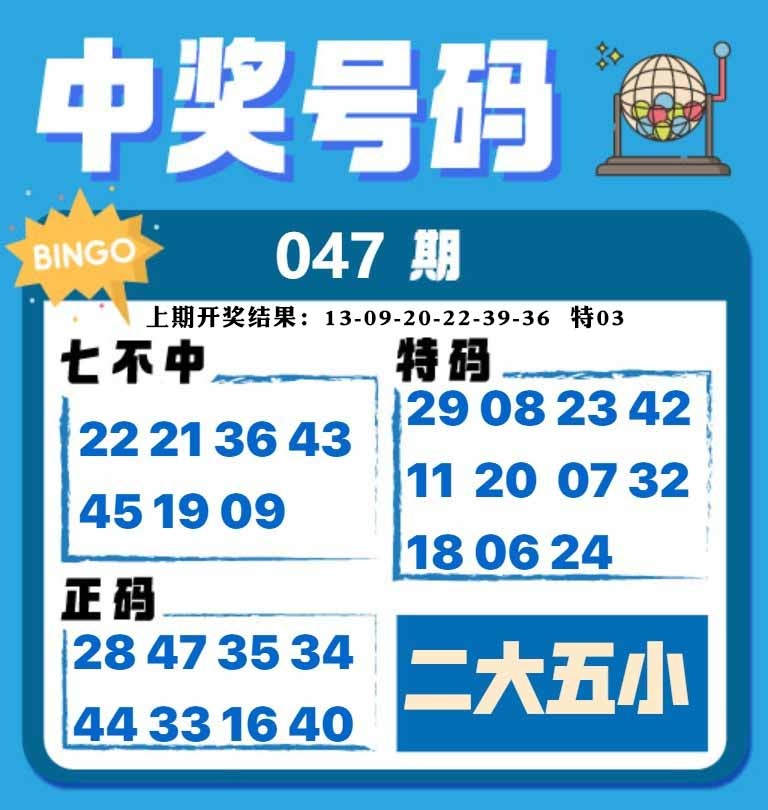 047期中奖号码[图]